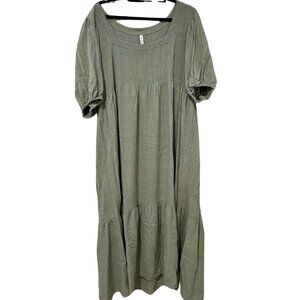 Rachel Pally Linen Mae Dress in Hazel (Green) Size XL